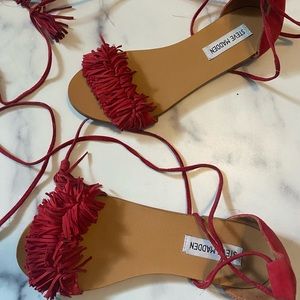 Steve Madden Fringe Lace Up Sandals